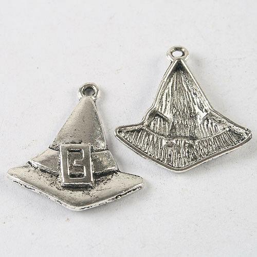 15pcs dark silver tone Witch hat pendant charm h3626