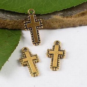 30pcs dark gold color 2sided cross design charms  h2004