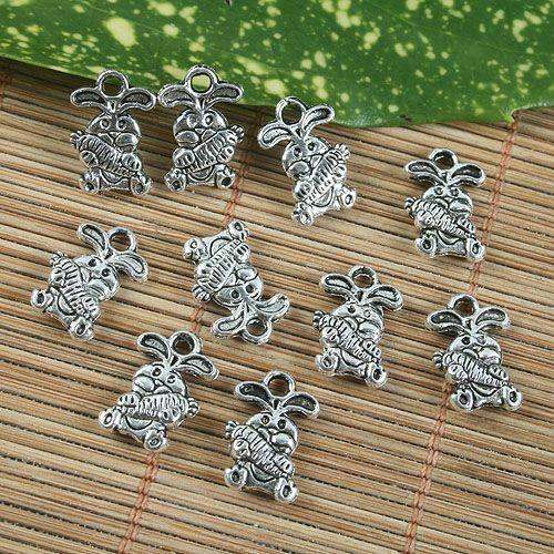 20pcs antiqued silver rabbit pendant charm G1254