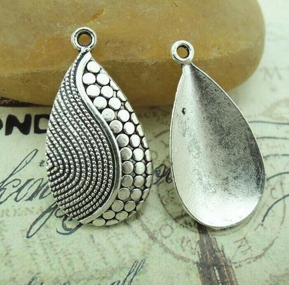 10pcs 31x21mm tibetan silver color crafted tear shaped design drop  charms pendant h1026