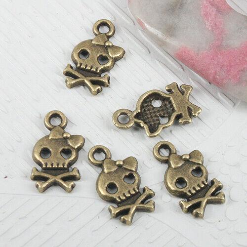 40pcs antiqued bronze color skull design charms in 16x10mm EF0609