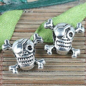 8pcs tibetan silver color skull spacer beads EF0258