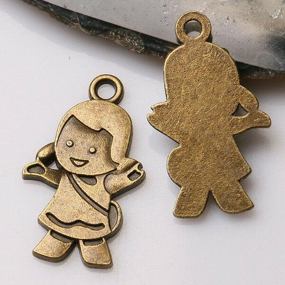 8pcs antiqued bronze color cute girl design  charms  EF3361