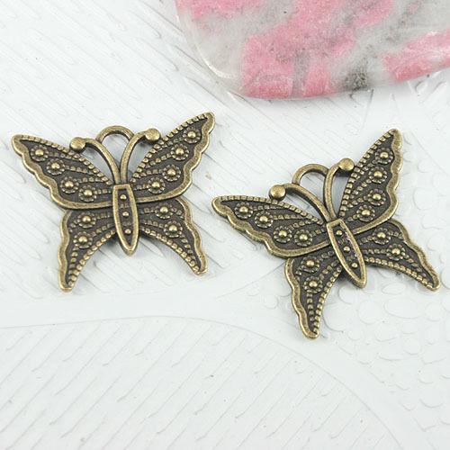 10pcs antiqued bronze tone 2sided studded butterfly charms EF0825