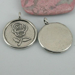 4Pcs tibetan silver color round rose flower charms EF0513