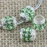 Fashion Multi-color Crystal big hole European loose bead in silver color to Pick