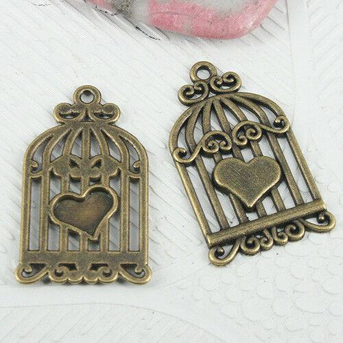 4pcs antiqued bronze color heart cage design charms EF0937