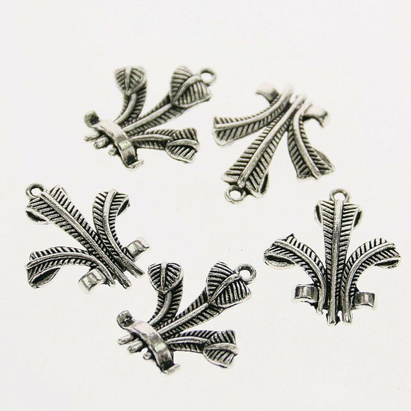 6pcs Tibetan silver color leaves design charms  h0916