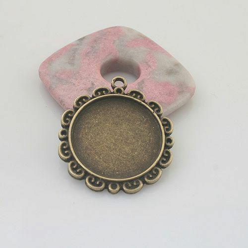 3pcs antiqued bronze color round photo frame cabochon settings G1967