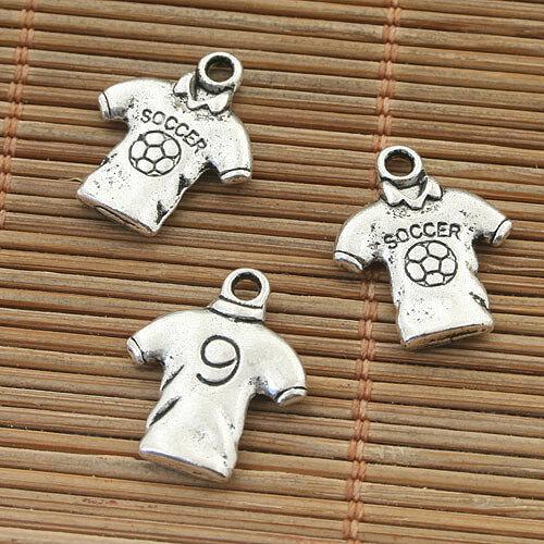 18pcs Tibetan silver soccer T-shirt design pendant h5059