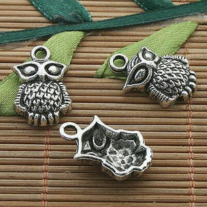 10pcs dark silver tone owl charms h3304