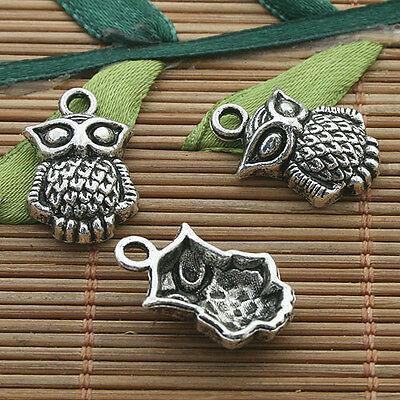 10pcs dark silver tone owl charms h3304