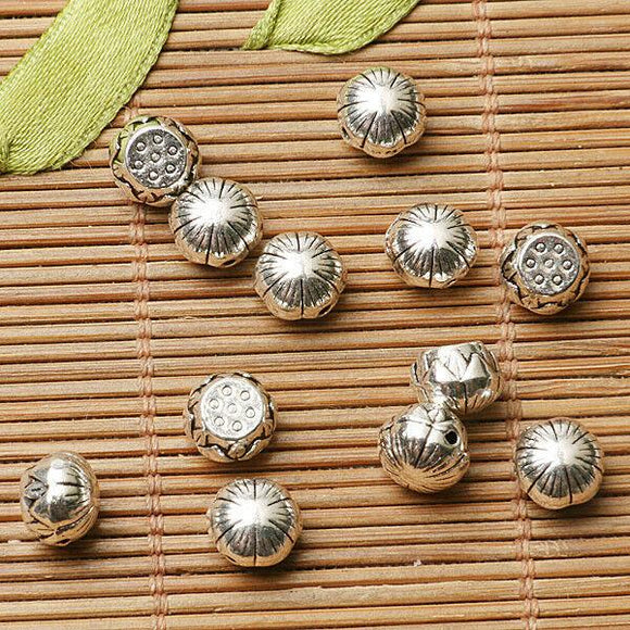 100pcs Tibetan silver color lotus pod design spacer beads EF2601