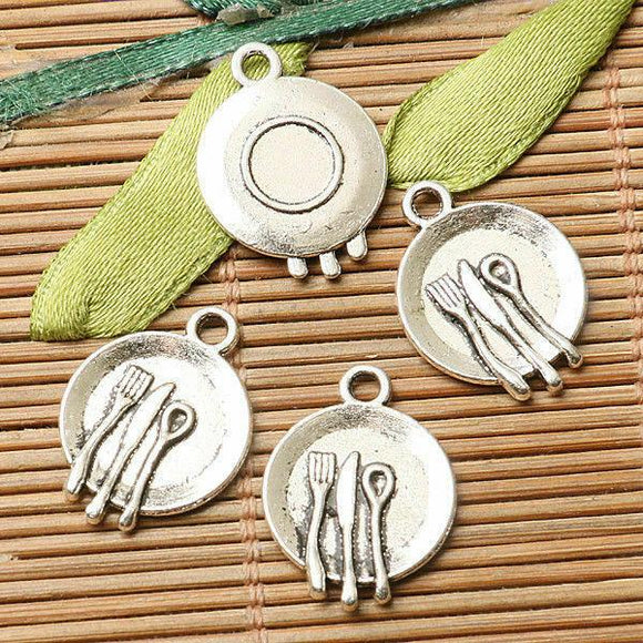 62pcs dark silver color dinner knife fork spoon  design charms  EF2818