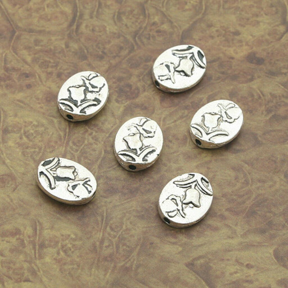 20pcs 12*10mm Tibetan Silver oval flower Spacer bead Findings X0089