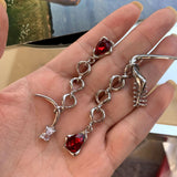 Fashion Jewelry Stud Earring Sapphire Chains Long Earring Asymmetric earrings