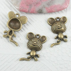 10pcs antiqued bronze color cute mouse design charms EF0860