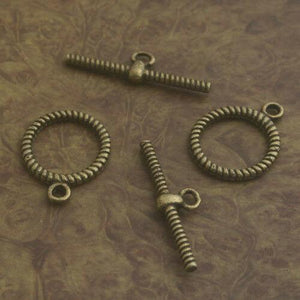 12sets antiqued bronze color round textured toggle clasp  G2007