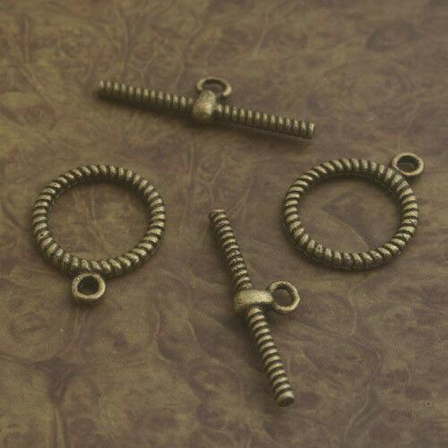 12sets antiqued bronze color round textured toggle clasp  G2007