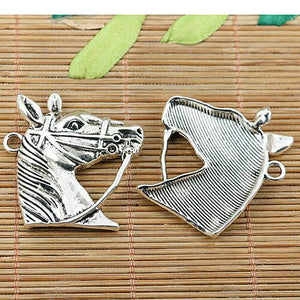 2pcs tibetan silver tone horse pendant EF1921