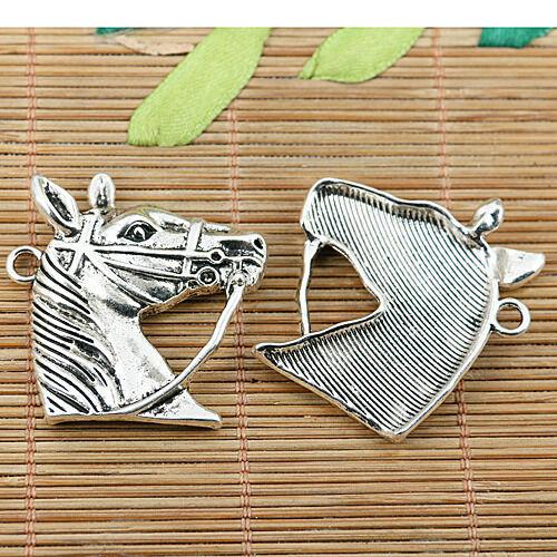 2pcs tibetan silver tone horse pendant EF1921