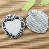 Two-colors mixed rose flower rim heart cabochon setting 4pcs(EF2544/EF2545)
