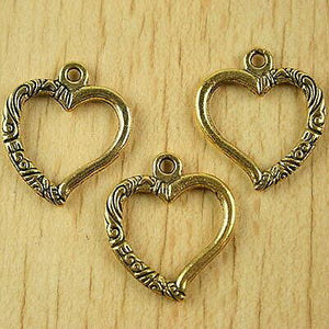 20pcs dark gold-tone heart frame charms h2209