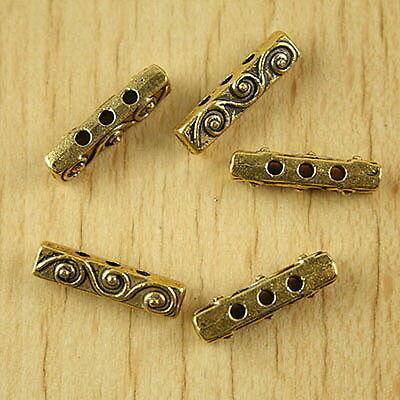 20pcs dark gold-tone 3 holes bar spacer beads h2131