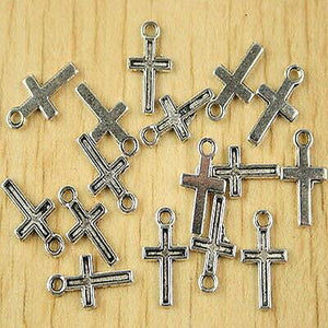 90pcs tibetan silver color mini cross charms h2654