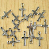 100 mini dijes de cruz de plata tibetana de 15 x 13 mm h2654