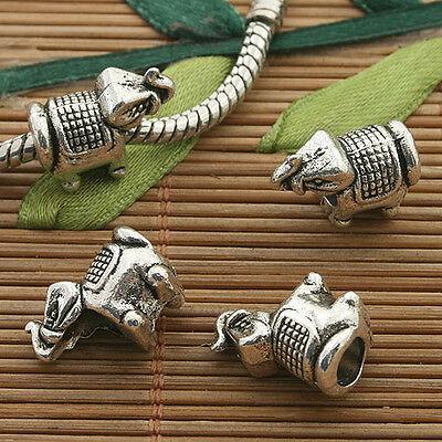 10pcs dark silver tone elephant space bead h3396