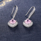 Fashion Square Crystal Drop Earrings Hook Rhinestones 925silver Plated x1 E511