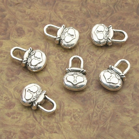12pcs Tibetan Silver heart lock charm pendants X0062