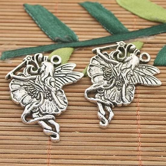 10pcs dark silver tone fairy angel charms h3185