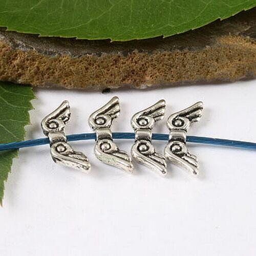 100pcs tibetan silver color 2sided little angel wing design spacer bead  h1618