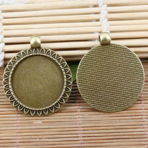 3pc antiqued bronze color 30mm round cabochon settings(cabochon size25mm) EF2120