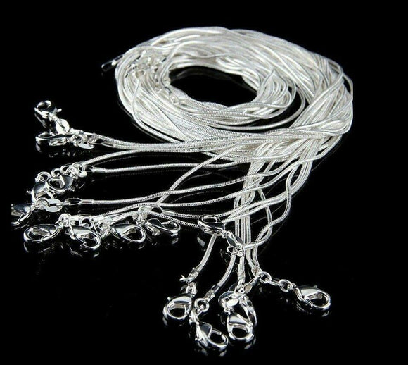 6PCS/lot Silver color thick-1MM Snake Chain Necklace Lobster clasp  zj1455