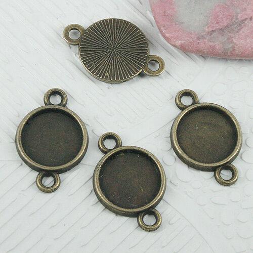 70pcs antiqued bronze color round cabochon settings(10mm) connector EF0670