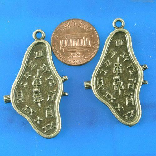 5pcs antiqued bronze clock design pendant charm G1442