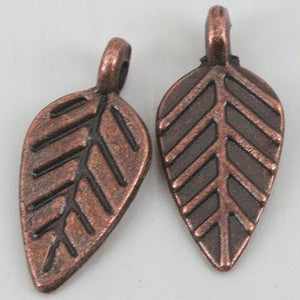 35pcs antiqued copper leaf design charms EF0177