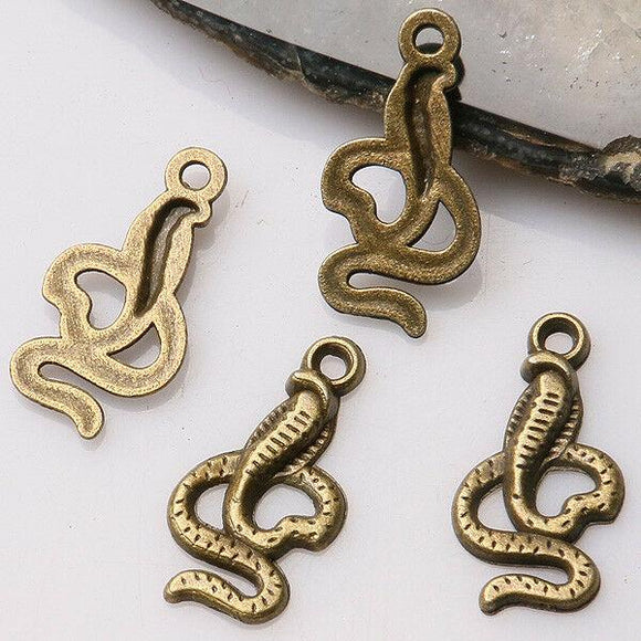 40pcs antiqued bronze color cobra snake design  charms  EF3495