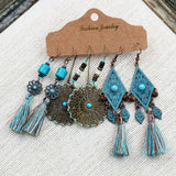 Fashion Jewelry Hook Earring geometric tassel Bohe Earring 3pair/set