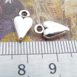 25PCS, Antique Silver Small Heart Charm Pendant 7mmX13mm EF3797