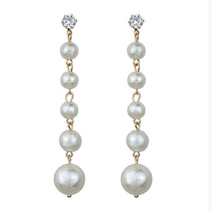 Fashion Jewelry Stud Earring Pearl Long Earring White Sapphire Earring