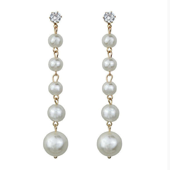 Fashion Jewelry Stud Earring Pearl Long Earring White Sapphire Earring