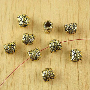 8pcs dark gold-tone crafted hearts spacer beads h1368