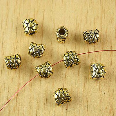 8pcs dark gold-tone crafted hearts spacer beads h1368