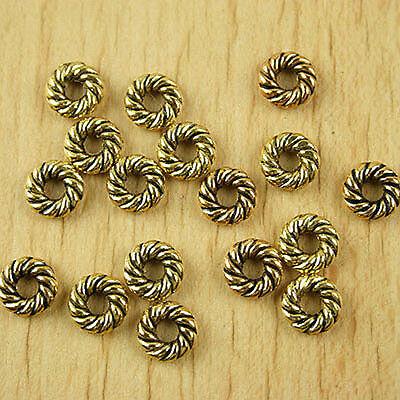 50pcs dark gold-tone spiral ring charms findings h1849