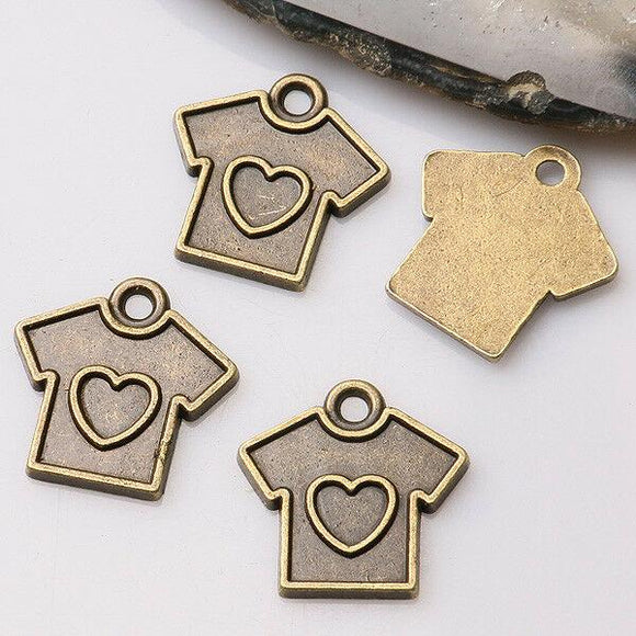 12pcs antiqued bronze color heart pattern T-shirt  design  charms  EF3352