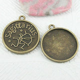 Pick ! A set (12kinds) constellations cabochon settings in antiqued bronze tone